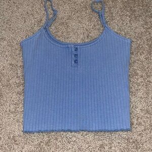 Blue Ribbed Tank Top